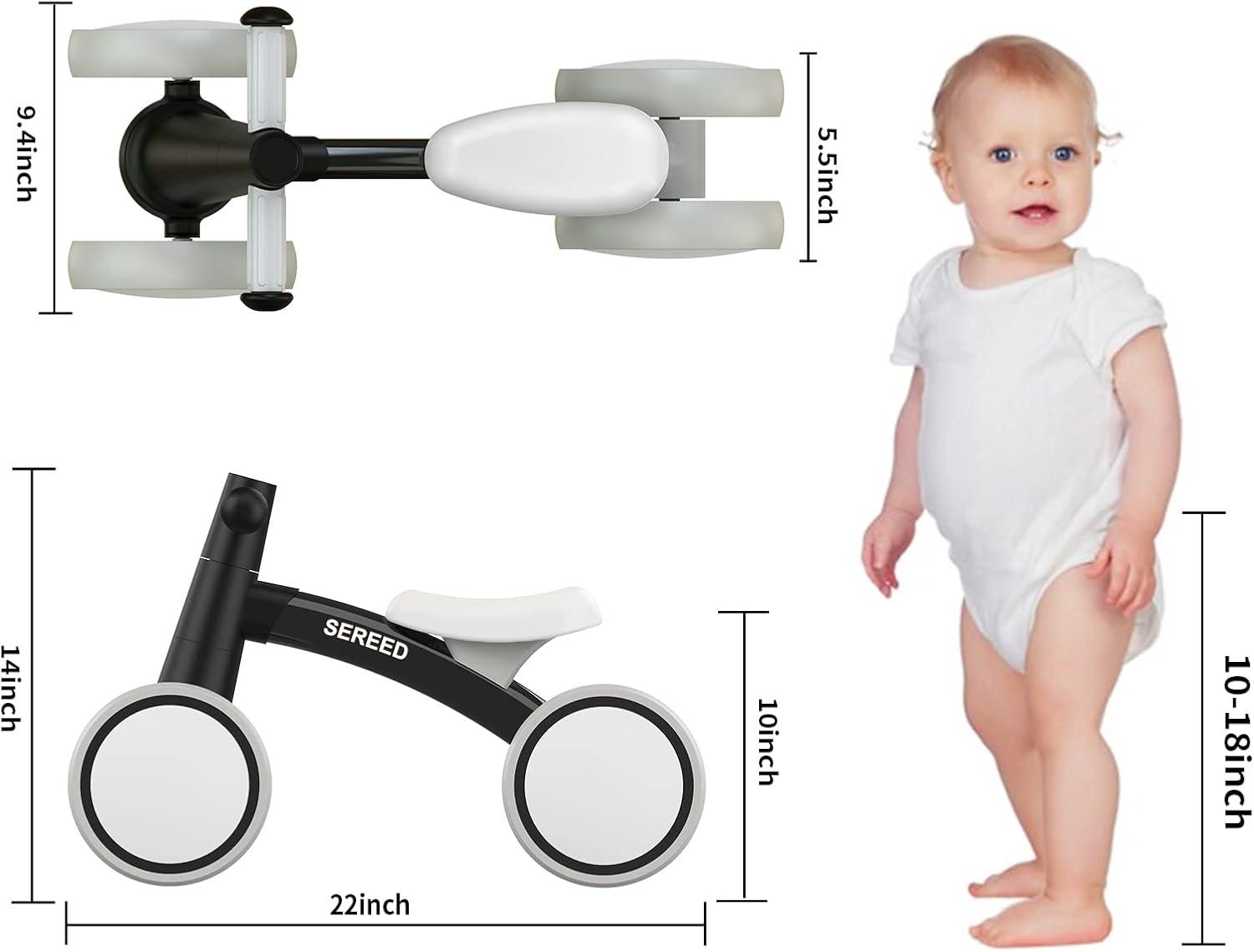 imageSEREED Baby Balance Bike for 1 Year Old Boys Girls 1224 Month Toddler Balance Bike 4 Wheels Toddler First Bike First Birthday GiftsBlack