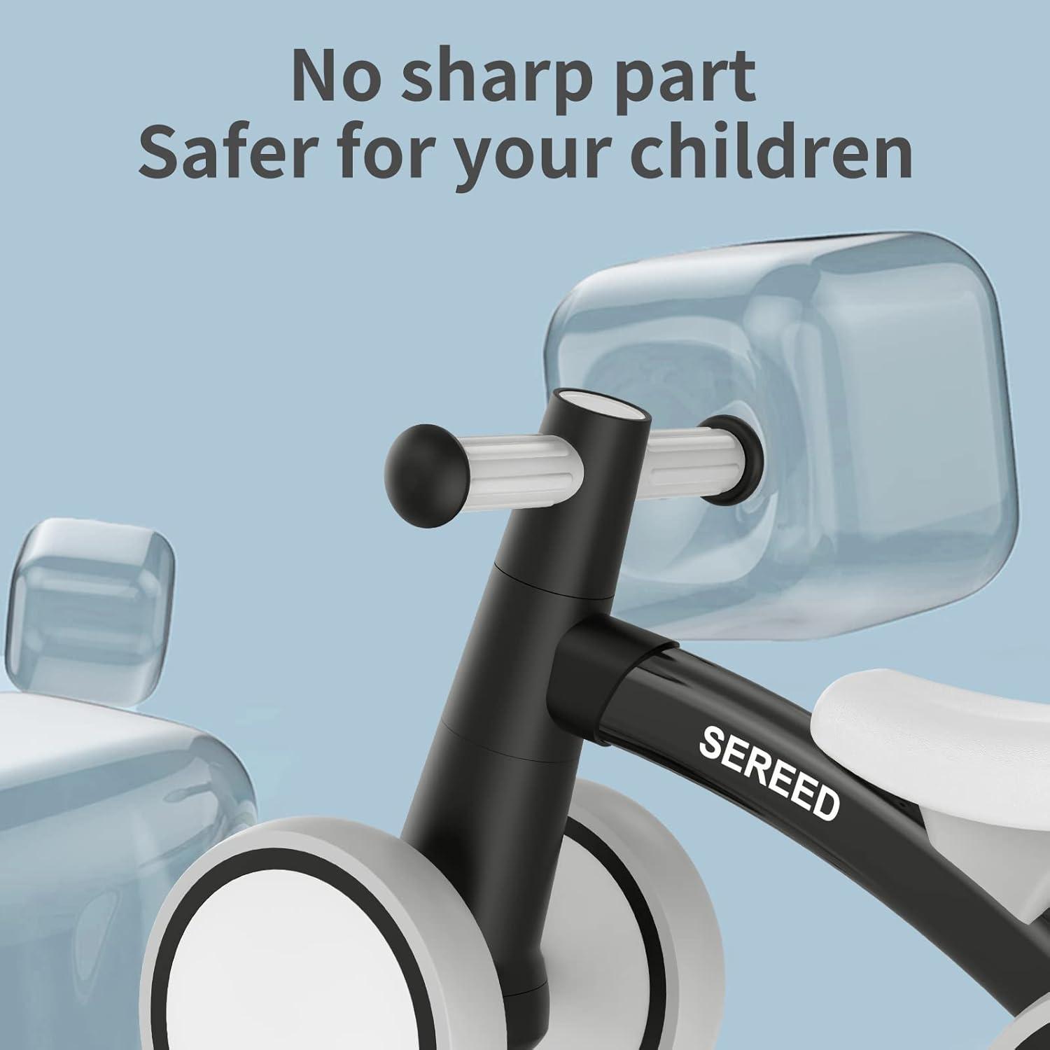 imageSEREED Baby Balance Bike for 1 Year Old Boys Girls 1224 Month Toddler Balance Bike 4 Wheels Toddler First Bike First Birthday GiftsBlack