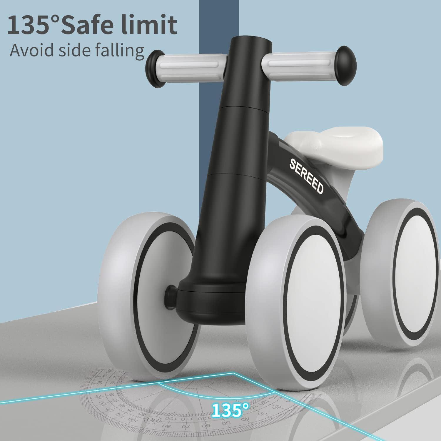 imageSEREED Baby Balance Bike for 1 Year Old Boys Girls 1224 Month Toddler Balance Bike 4 Wheels Toddler First Bike First Birthday GiftsBlack