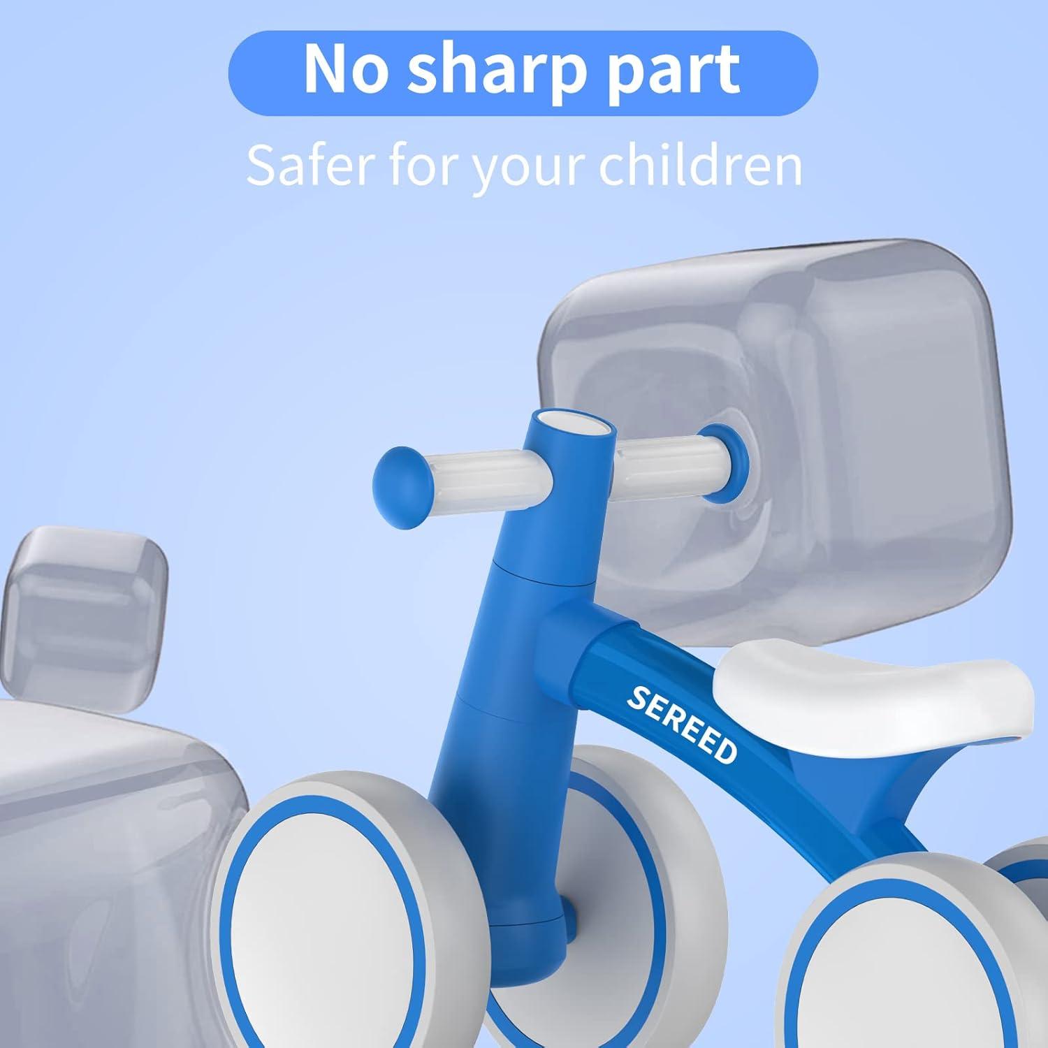 imageSEREED Baby Balance Bike for 1 Year Old Boys Girls 1224 Month Toddler Balance Bike 4 Wheels Toddler First Bike First Birthday GiftsBlue New