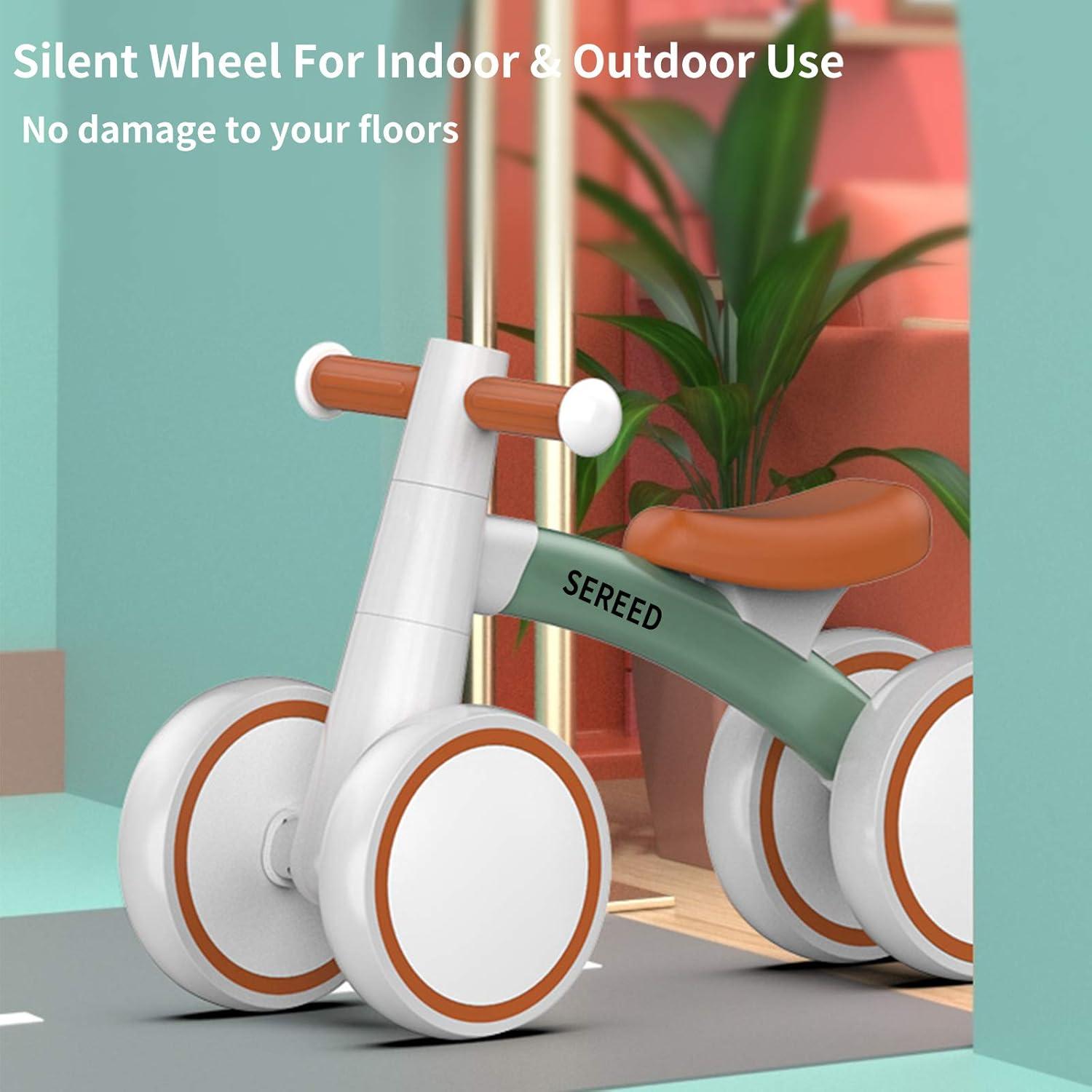 imageSEREED Baby Balance Bike for 1 Year Old Boys Girls 1224 Month Toddler Balance Bike 4 Wheels Toddler First Bike First Birthday GiftsGreen