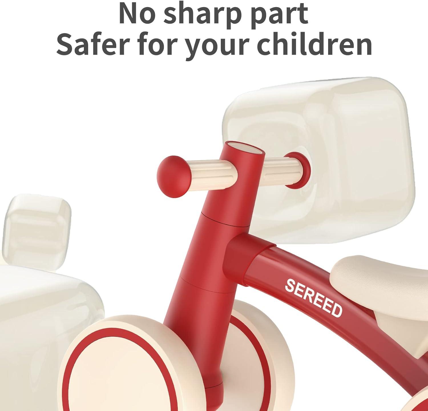 imageSEREED Baby Balance Bike for 1 Year Old Boys Girls 1224 Month Toddler Balance Bike 4 Wheels Toddler First Bike First Birthday GiftsRed