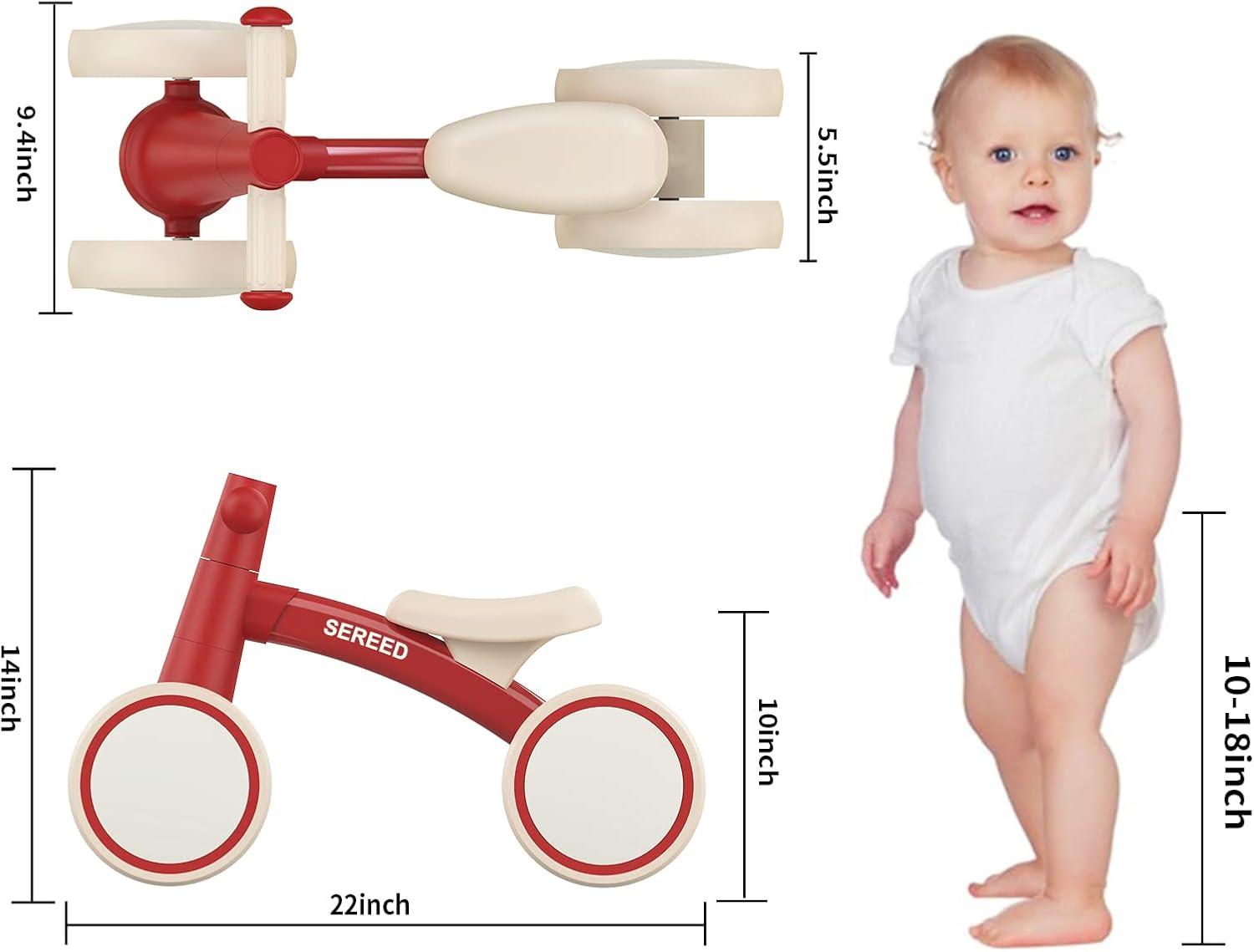 imageSEREED Baby Balance Bike for 1 Year Old Boys Girls 1224 Month Toddler Balance Bike 4 Wheels Toddler First Bike First Birthday GiftsRed