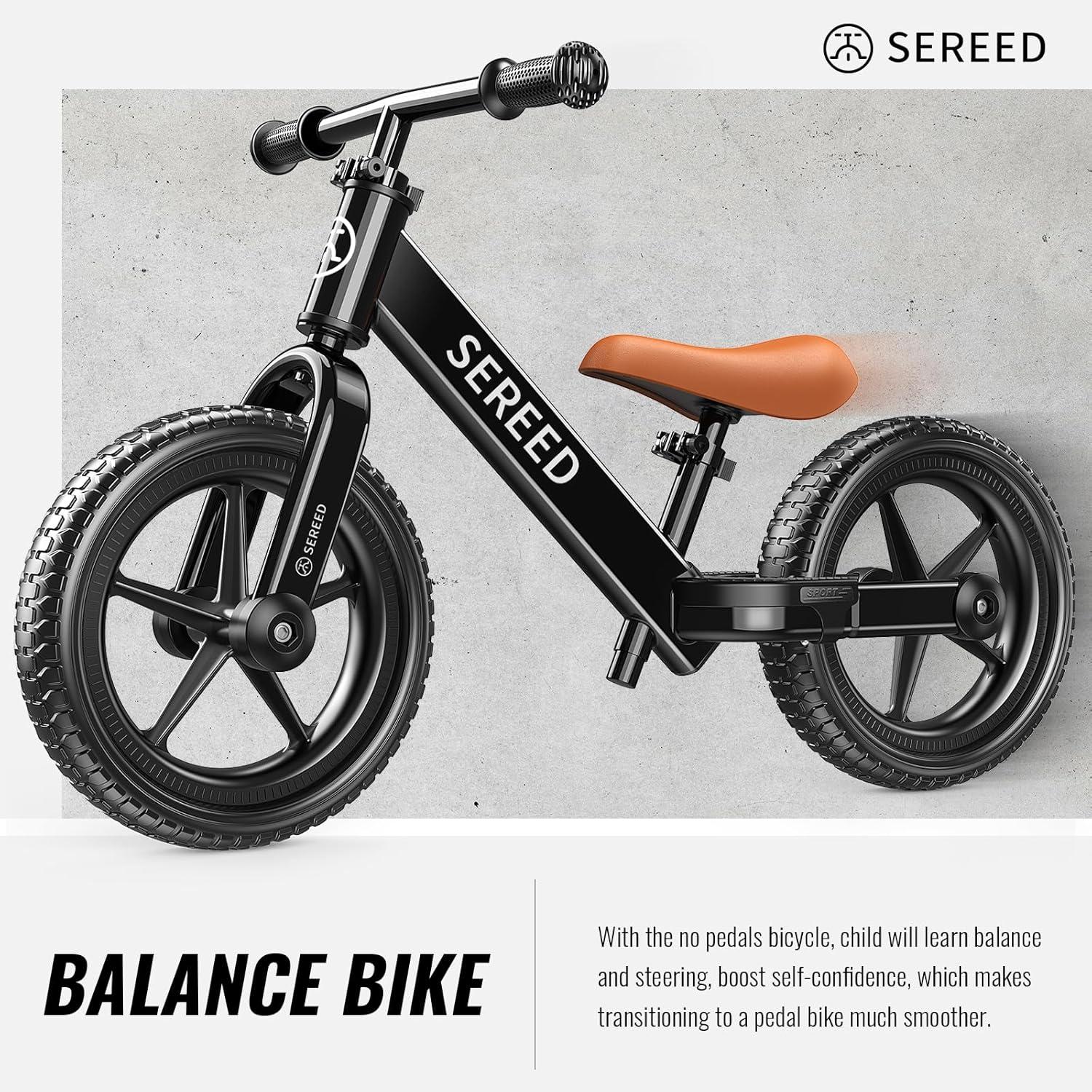 imageSEREED Toddler Balance Bike 2 Year Old No Pedal Kids Bicycle Toys for 25 Years Old ToolFree Adjustment Customize Plate with Stickers Gift for 23 Boys Girls WhiteBlack