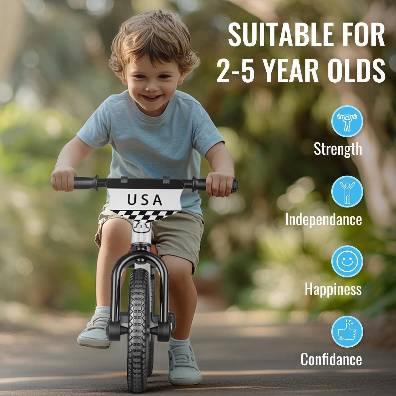 imageSEREED Toddler Balance Bike 2 Year Old No Pedal Kids Bicycle Toys for 25 Years Old ToolFree Adjustment Customize Plate with Stickers Gift for 23 Boys Girls WhiteWhite
