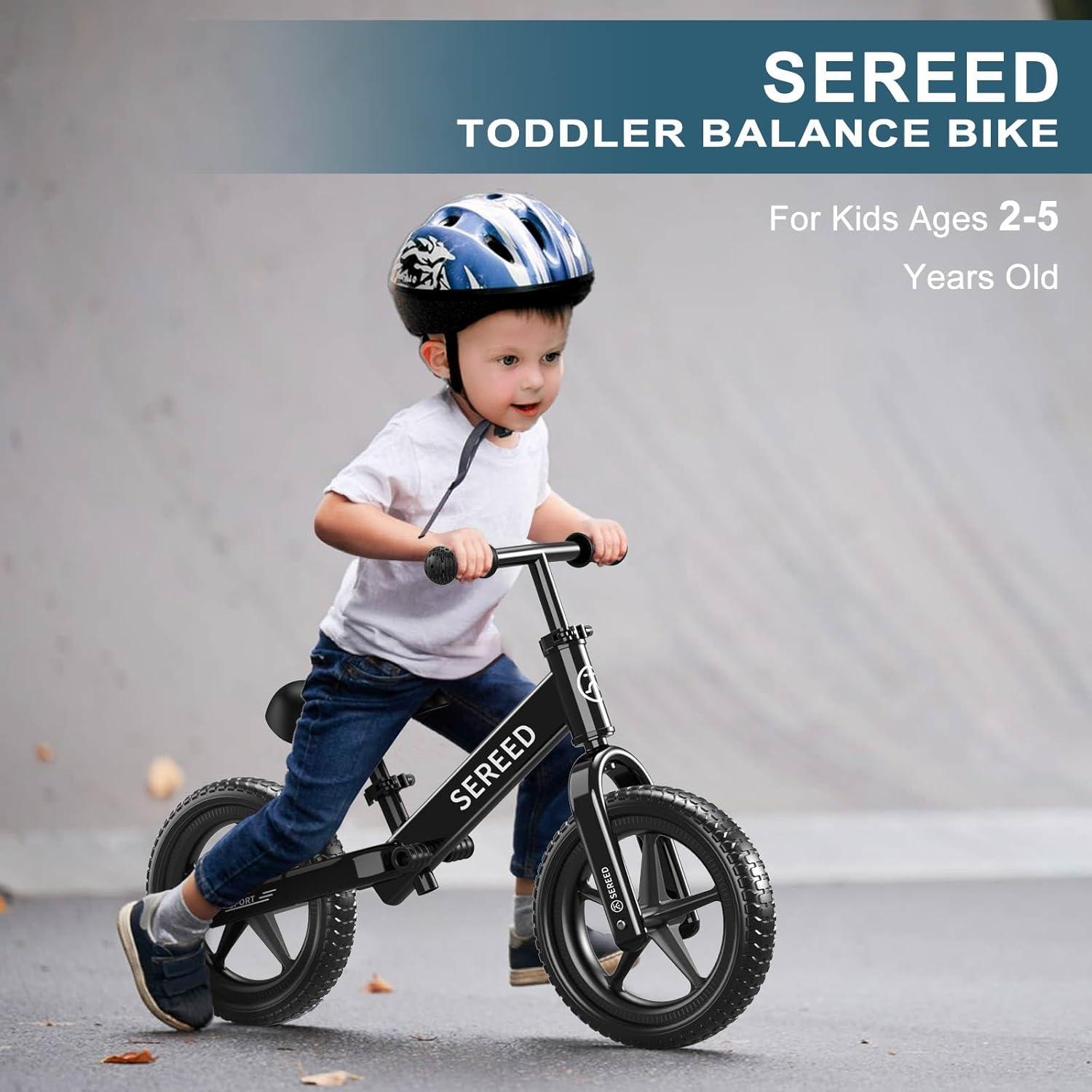 imageSEREED Toddler Balance Bike 2 Year Old No Pedal Kids Toy Bike for 25 Years Old ToolFree Adjustment Gift for 23 Girls Customize Plate with 3pcs Stickers PinkBlack
