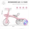 imageSEREED Colorful Lighting Toddler Tricycle for 25 Years Old Boys Adjustable SeatampampHandlebar Trike Removable Basket Birthday Gift Idea for Kids Ages 2 BlackPink