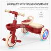imageSEREED Colorful Lighting Toddler Tricycle for 25 Years Old Boys Adjustable SeatampampHandlebar Trike Removable Basket Birthday Gift Idea for Kids Ages 2 BlackRed