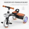 imageSEREED Colorful Lighting Toddler Tricycle for 25 Years Old Boys Adjustable SeatampampHandlebar Trike Removable Basket Birthday Gift Idea for Kids Ages 2 BlackBlack