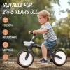 imageSEREED Toddler Balance Bike 25 Year Old 12 Inch Adjustable Folding Kids Bike Toy with Basket Birthday Gift for Age 3 4 5 Boys Girls ToolFree Assembly No Pedal BlackBlack