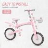 imageSEREED Toddler Balance Bike 25 Year Old 12 Inch Adjustable Folding Kids Bike Toy with Basket Birthday Gift for Age 3 4 5 Boys Girls ToolFree Assembly No Pedal BlackPink