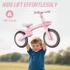 imageSEREED Toddler Balance Bike 25 Year Old 12 Inch Adjustable Folding Kids Bike Toy with Basket Birthday Gift for Age 3 4 5 Boys Girls ToolFree Assembly No Pedal BlackPink