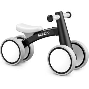 imageSEREED Baby Balance Bike for 1 Year Old Boys Girls 1224 Month Toddler Balance Bike 4 Wheels Toddler First Bike First Birthday GiftsBlack