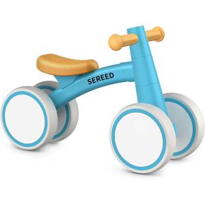 imageSEREED Baby Balance Bike for 1 Year Old Boys Girls 1224 Month Toddler Balance Bike 4 Wheels Toddler First Bike First Birthday GiftsBlue