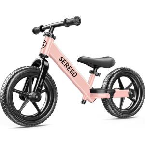 imageSEREED Toddler Balance Bike 2 Year Old No Pedal Kids Bicycle Toys for 25 Years Old ToolFree Adjustment Customize Plate with Stickers Gift for 23 Boys Girls WhitePink