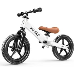 imageSEREED Toddler Balance Bike 2 Year Old No Pedal Kids Toy Bike for 25 Years Old ToolFree Adjustment Gift for 23 Girls Customize Plate with 3pcs Stickers PinkWhite