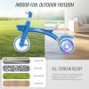 imageSEREED Colorful Lighting Toddler Tricycle for 25 Years Old Boys Girls Adjustable SeatampampHandlebar Trike Removable Basket Birthday Gift Idea for Kids Ages 2 BlueBlue