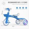 imageSEREED Colorful Lighting Toddler Tricycle for 25 Years Old Boys Girls Adjustable SeatampampHandlebar Trike Removable Basket Birthday Gift Idea for Kids Ages 2 BlueBlue