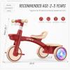 imageSEREED Colorful Lighting Toddler Tricycle for 25 Years Old Boys Girls Adjustable SeatampampHandlebar Trike Removable Basket Birthday Gift Idea for Kids Ages 2 BlueRed