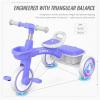 imageSEREED Colorful Lighting Toddler Tricycle for 25 Years Old Boys Girls Adjustable SeatampampHandlebar Trike Removable Basket Birthday Gift Idea for Kids Ages 2 PurplePurple