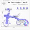 imageSEREED Colorful Lighting Toddler Tricycle for 25 Years Old Boys Girls Adjustable SeatampampHandlebar Trike Removable Basket Birthday Gift Idea for Kids Ages 2 PurplePurple