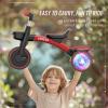 imageSEREED Colorful Lighting Toddler Tricycle for 25 Years Old Boys Adjustable SeatampampHandlebar Trike Removable Basket Birthday Gift Idea for Kids Ages 2 BlackRed Black
