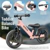 imageSEREED Toddler Balance Bike 2 Year Old No Pedal Kids Bicycle Toys for 25 Years Old ToolFree Adjustment Customize Plate with Stickers Gift for 23 Boys Girls White LightingPink